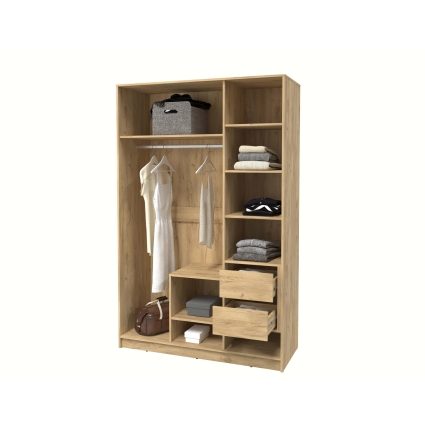 Шкаф распашной Тренд КТ-Ш3 (Дуб золотой ЛДСП/ Океан ЛМДФ) Ш1360 В2128 Г547